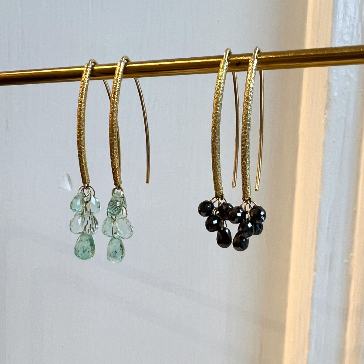 Yellow Gold and Seafoam Emerald Briolettes Earrings