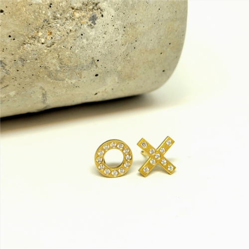 Xo Yellow Gold and Diamond Stud earrings