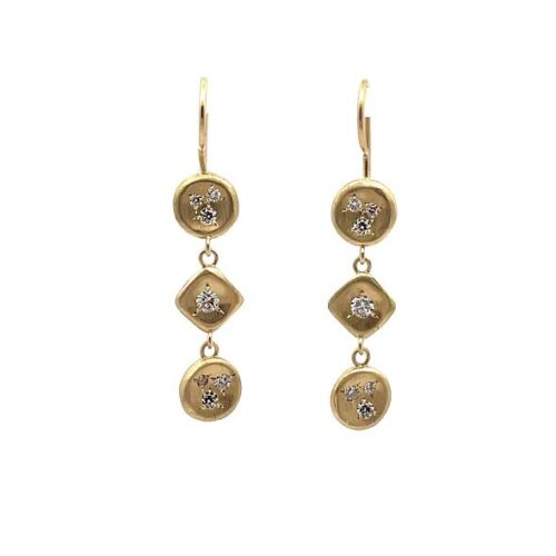 18 karat Yellow Gold and Diamond Triple Drop Earrings