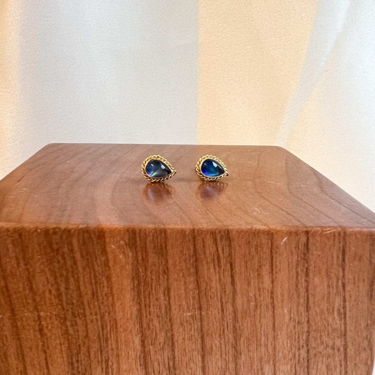 Yellow Gold and Moonstone Studs