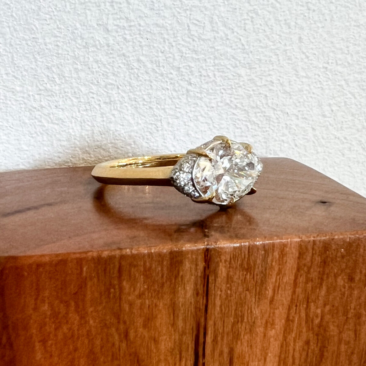 Yellow Gold and Oval Diamond Ring