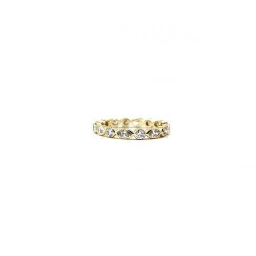 Yellow Gold Round and Marquise Diamond Band