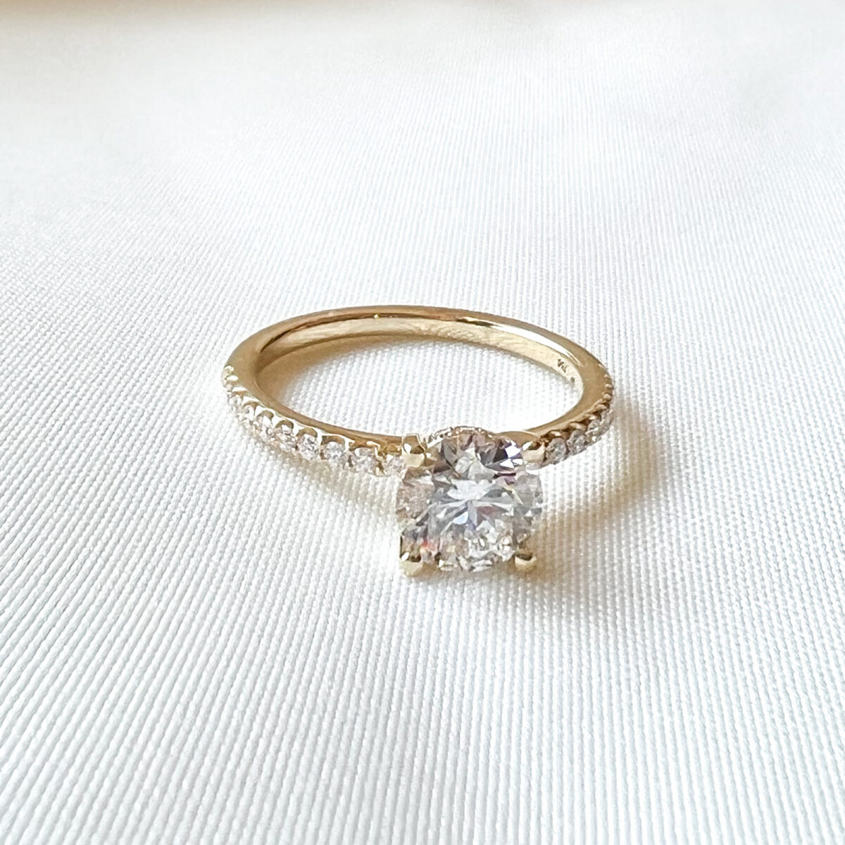 Yellow Gold 1.03CT Diamond Ring with Accents