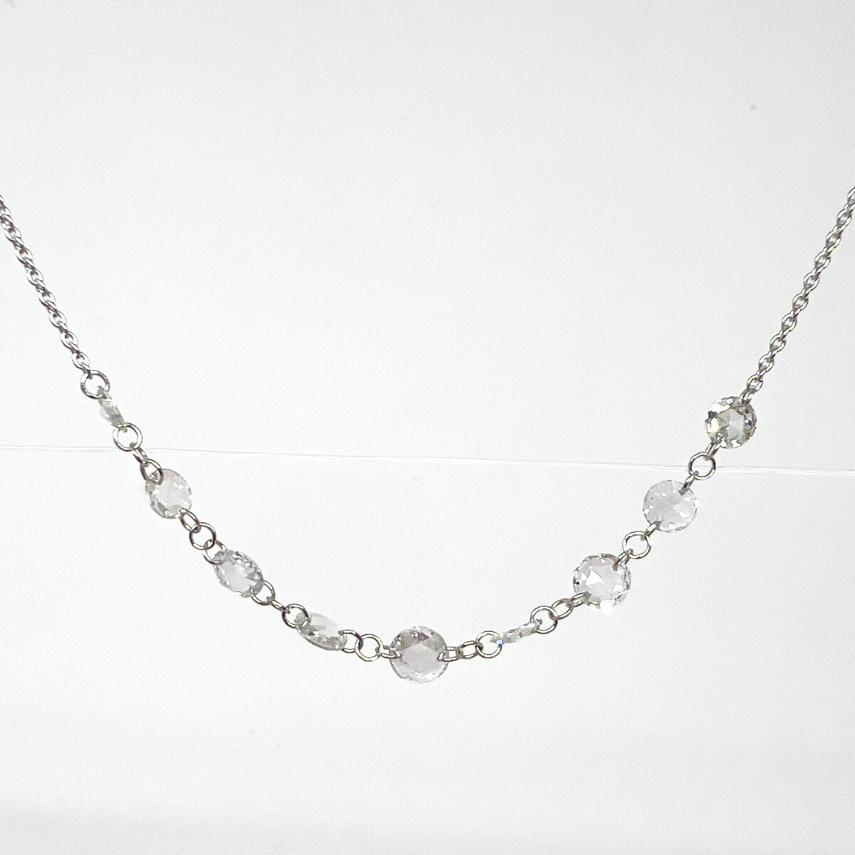 White Gold, Rose Cut Diamond Strand Necklace