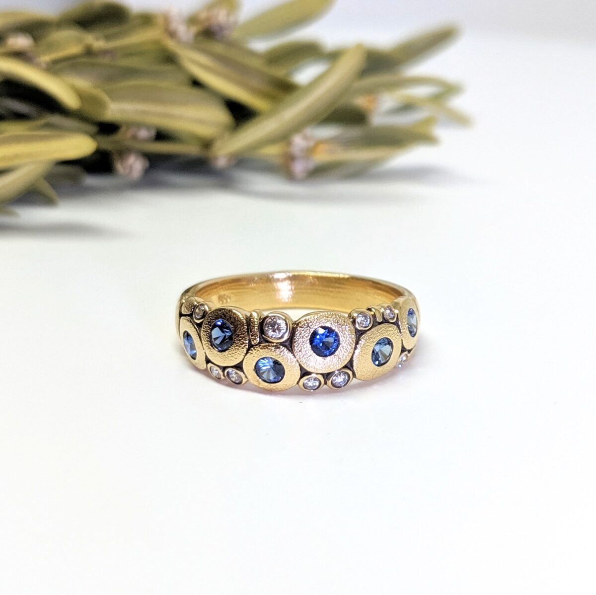 Blue Sapphire and Diamond Candy Ring