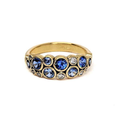 Blue Sapphire and Diamond Dome Ring
