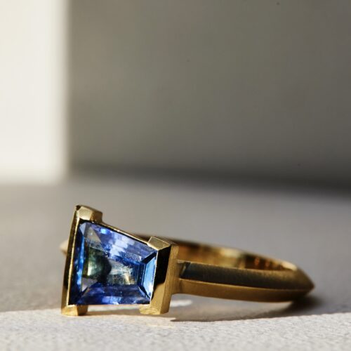 Tapered Baguette Blue Sapphire Rock Ring