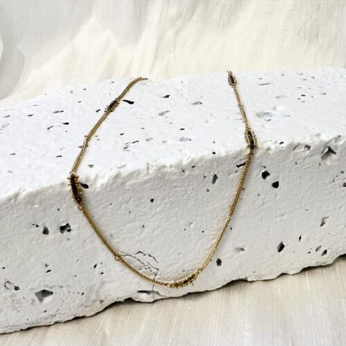 Yellow Gold and Champagne Diamond Station Necklace