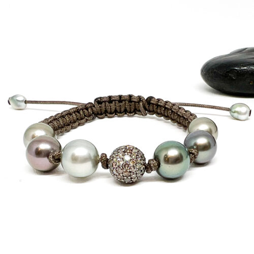 Fiji Pearl and Diamond Knotted Bracelet by Gellner