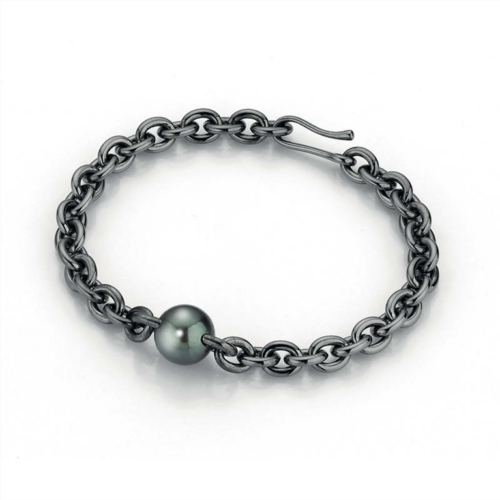 Oxidized Silver and Tahitian Pearl Bracelet