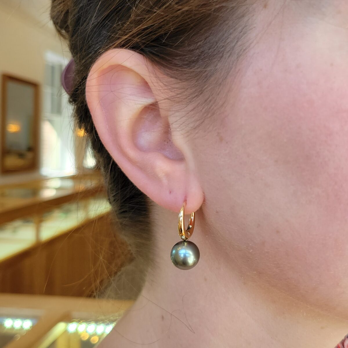 Rose Gold Tahitian Cultured Pearl Drop Earrings