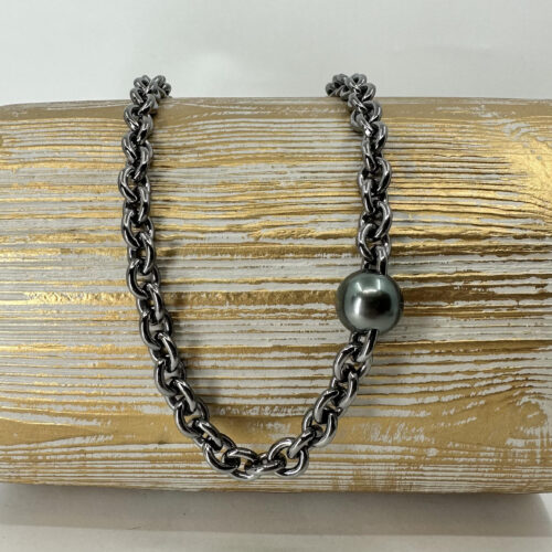 Sterling and Tahitian Pearl Necklace