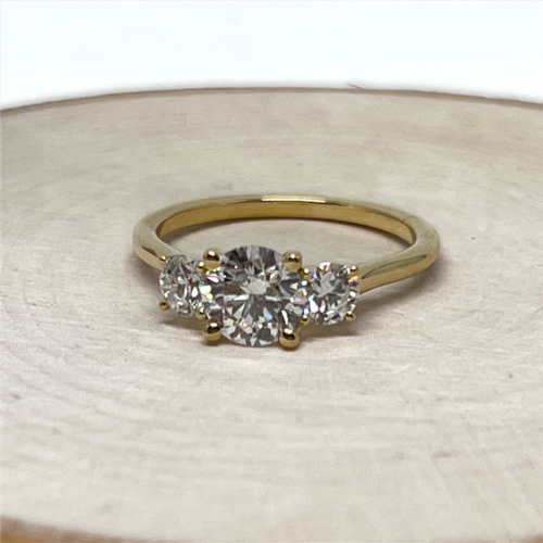 .90 Ct Three Stone Diamond Ring in Yellow Gold