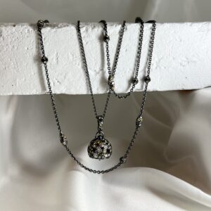 36" Black rhodium Pipette necklace with Multi color Diamonds