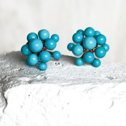 Turquoise and Ruby Orbit Earrings