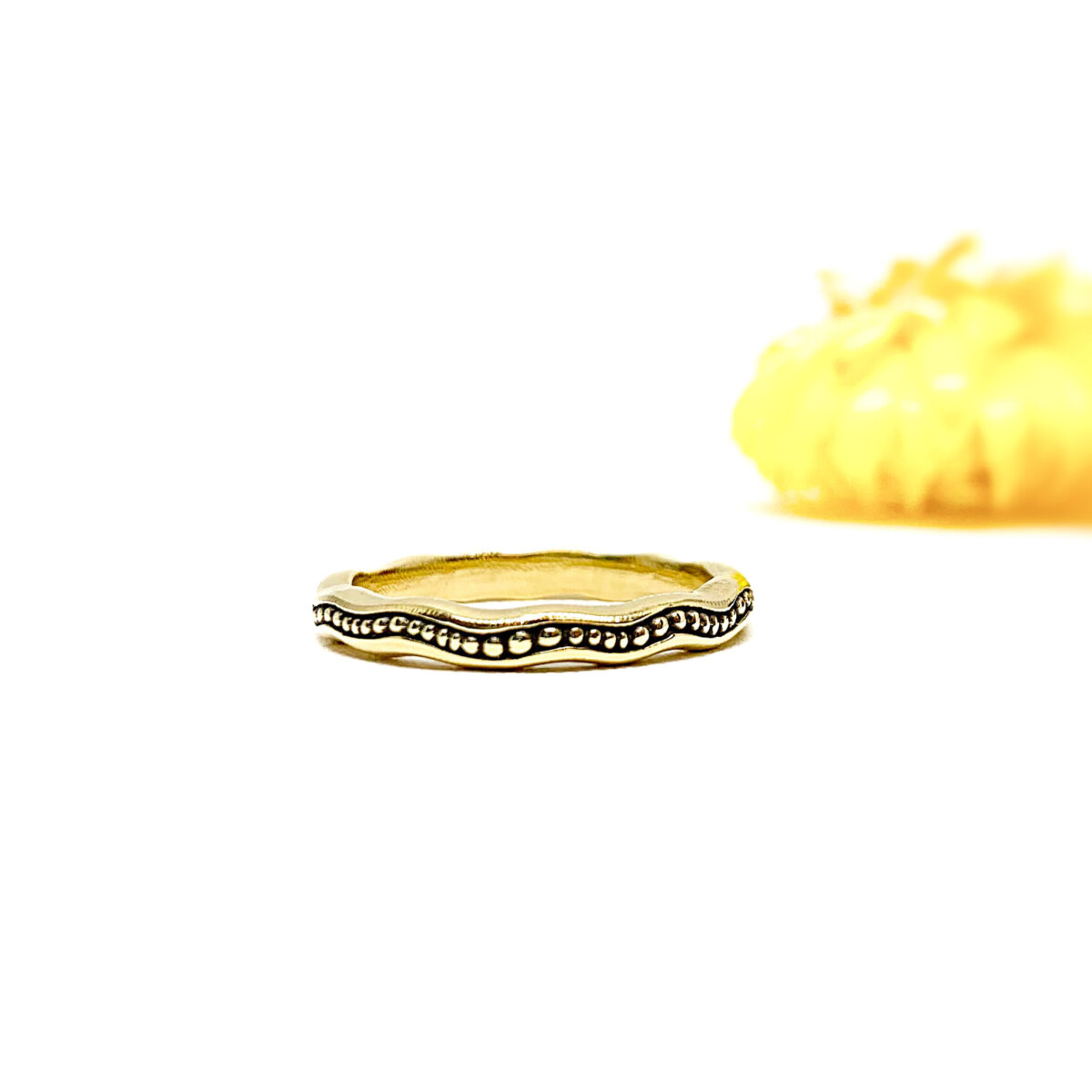 Yellow Gold Carved Wavy Band