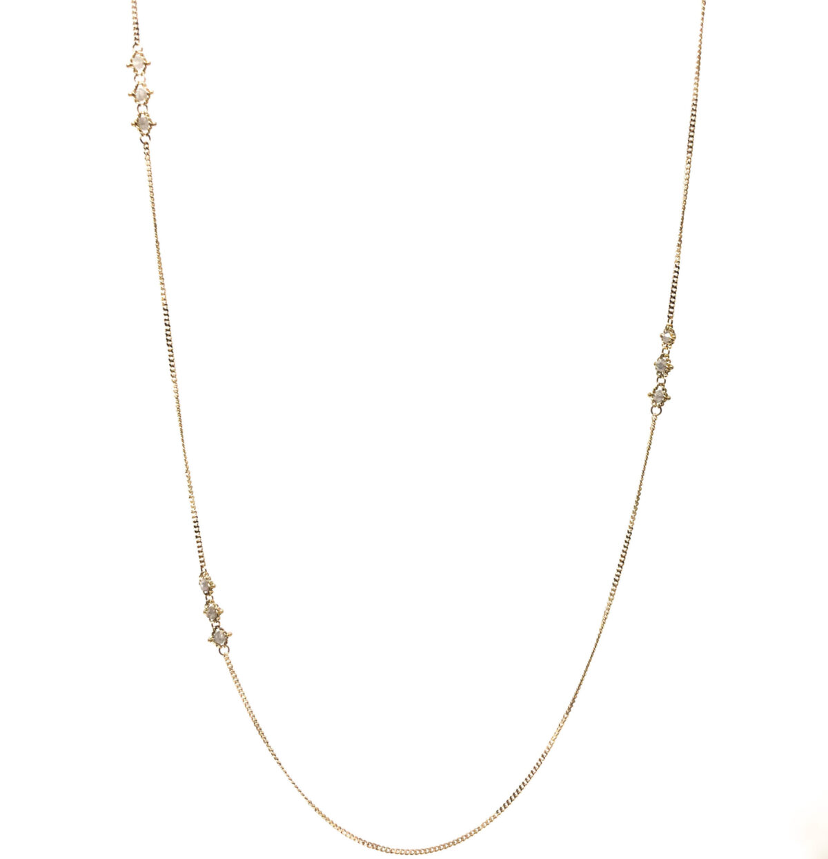 Yellow Gold and Triple Silver Diamond Textile Necklace