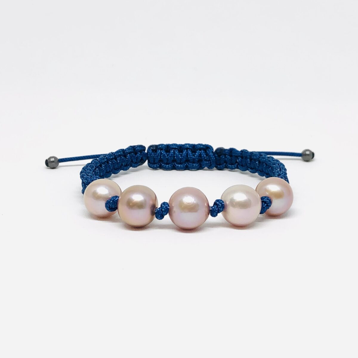Blue Macrame Ming Cultured Pearl Bracelet