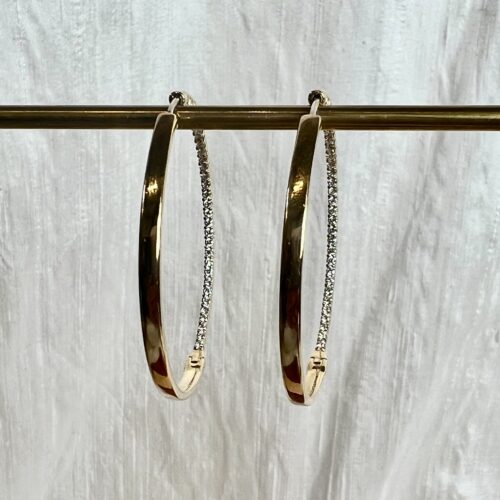 yellow gold hinged diamond hoop earring