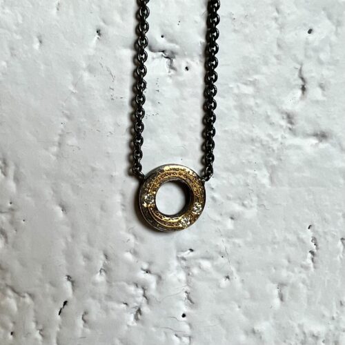 Silver and Yellow Gold O Pendant