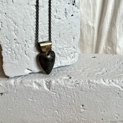 Sterling Silver and Gold Hematite Heart Pendant