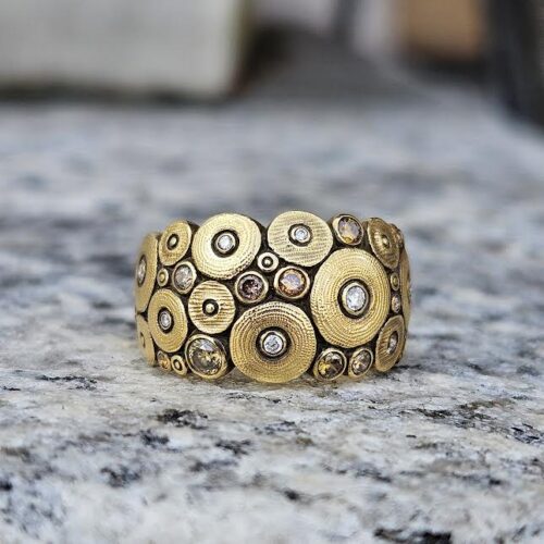 Yellow Gold and Diamond Ocean Dome Ring