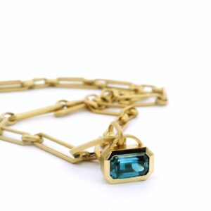 Yellow Gold Geometric Shape Link Necklace