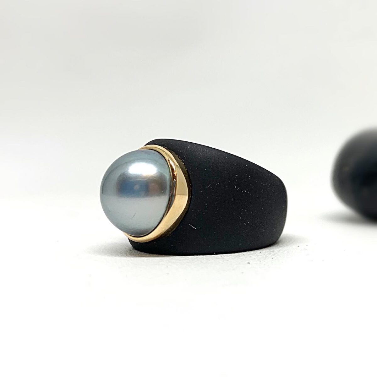 Ionized Steel and Tahitian Pearl Ring