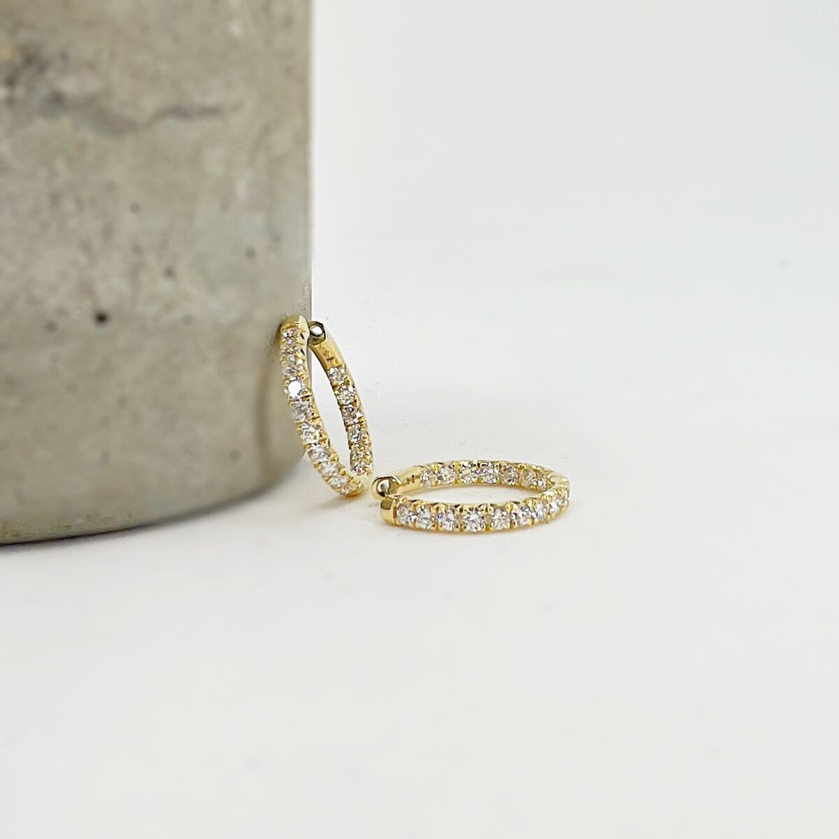 Yellow Gold and Diamond Hinged Hoop