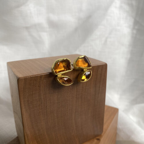 Yellow Gold and Citrine Crystal Stud Earrings