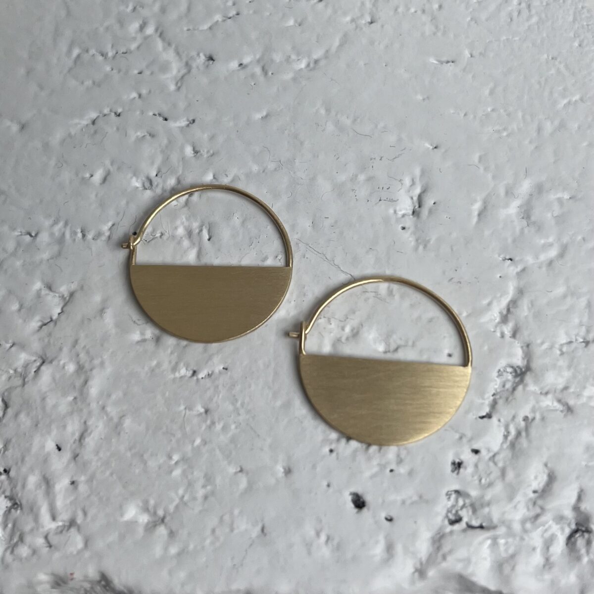 Yellow Gold Half Moon Hoop Earrings