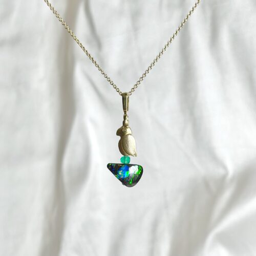 Boulder Opal and Emerald 'Fable' Pendant