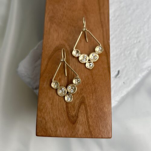 Yellow Gold and Diamond V Earrings