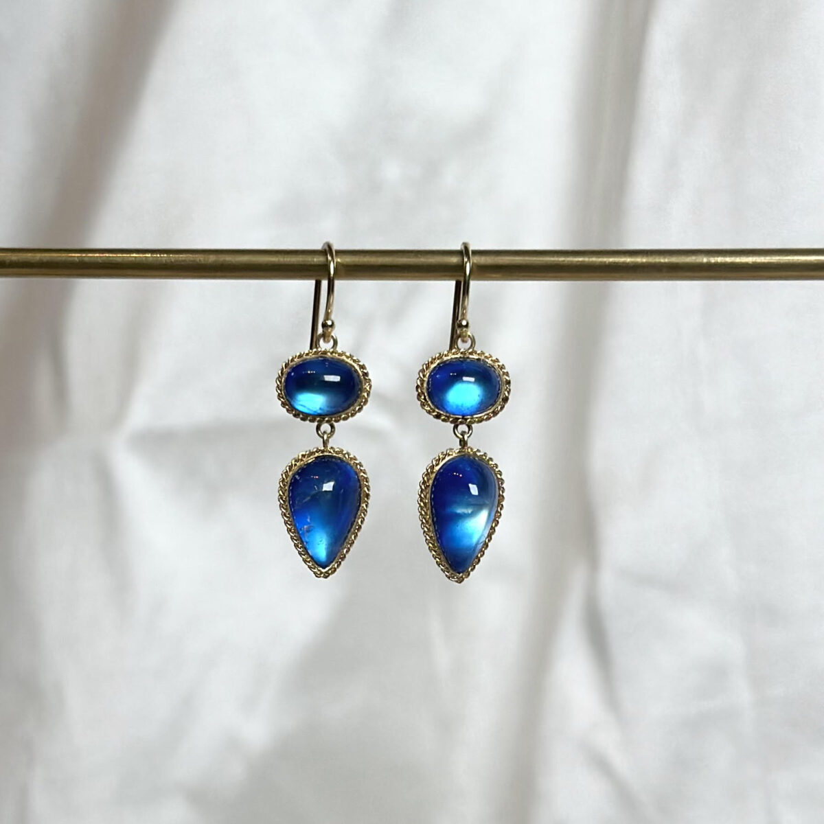 Double Moonstone Drop Earring