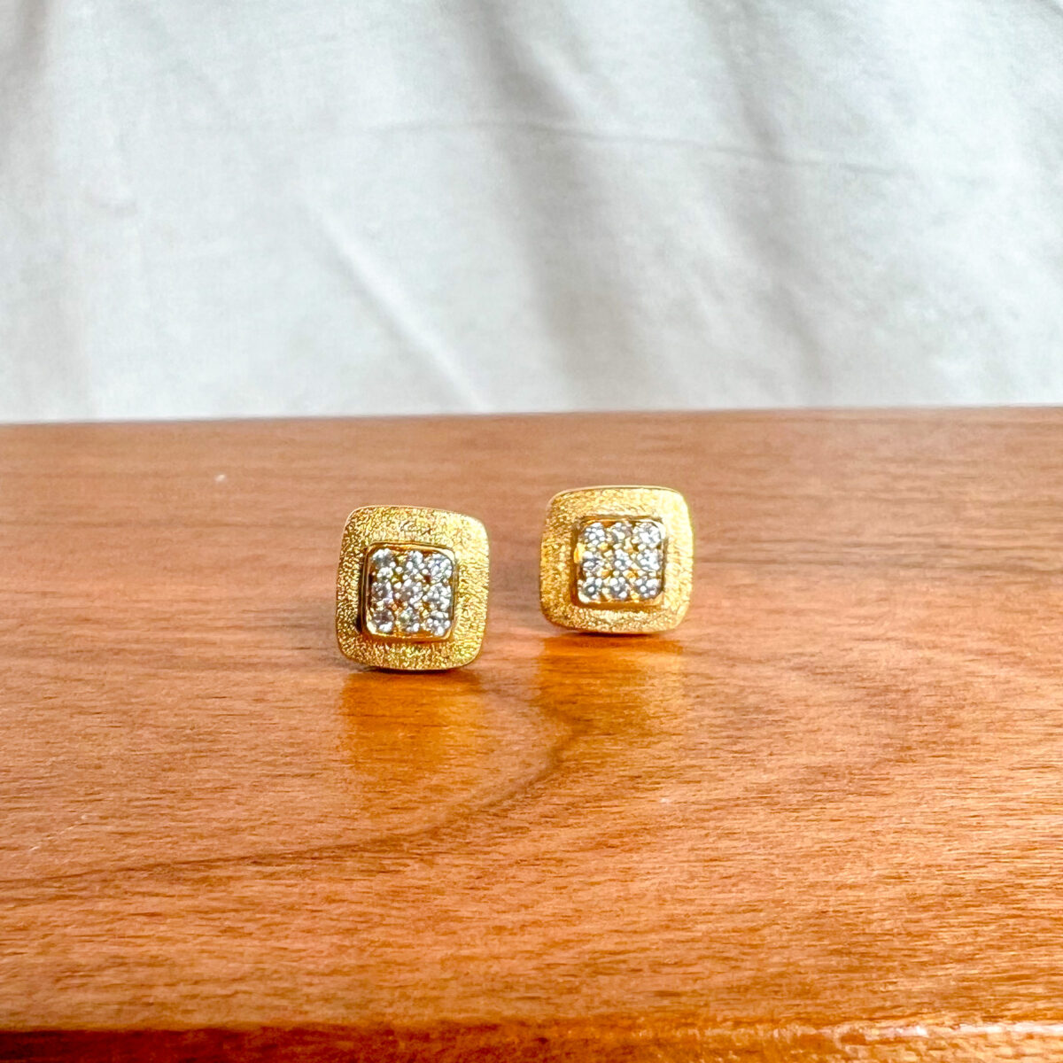 Yellow Gold and Diamond Stud Earrings