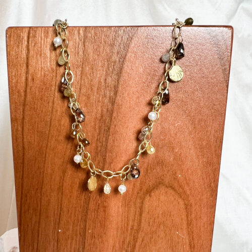 Cognac Diamond and Pearl Briolette Necklace