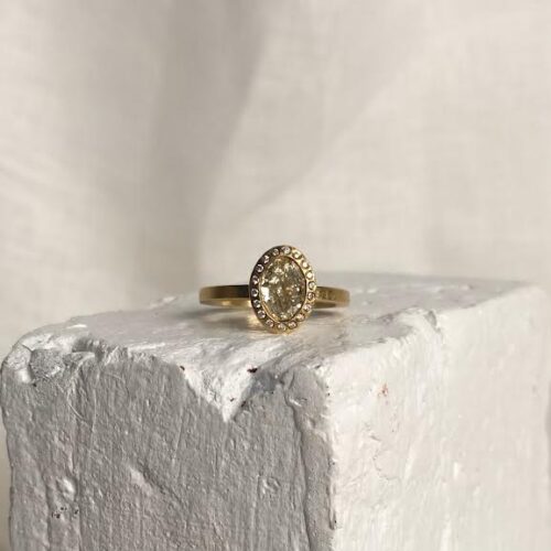 Yellow Gold Oval Diamond Halo Ring