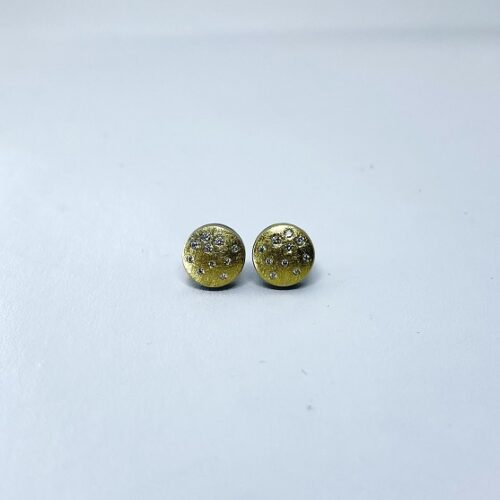 Yellow Gold and Sterling Silver Diamond Studs