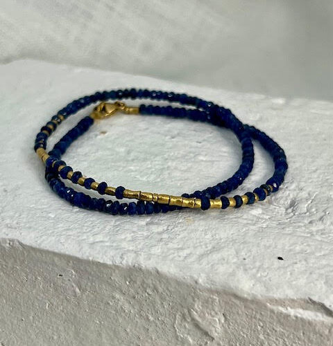 18 Karat Yellow Gold and Sapphire Wrap Bracelet