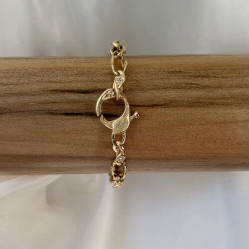 Yellow Gold and Diamond Twisted Link Bracelet