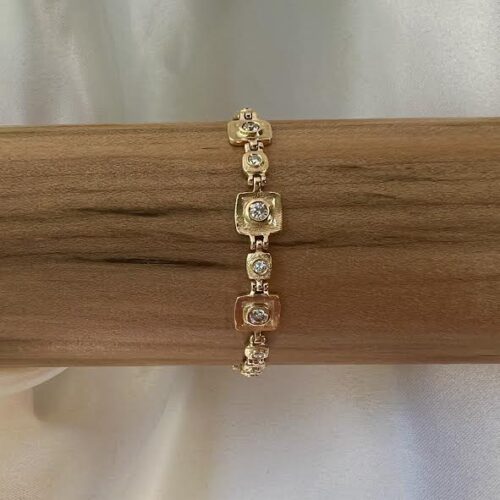 Yellow Gold and Diamond Squares Bracelet