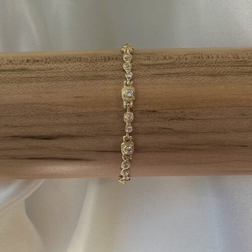 Yellow Gold and Diamond Linear Bracelet