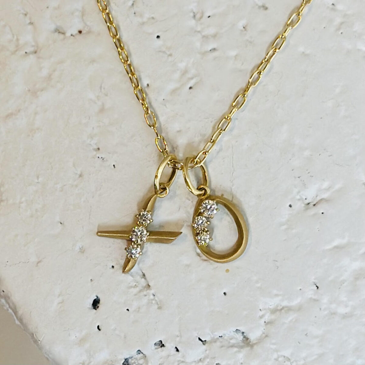 Gold & Diamond 'X' Charm