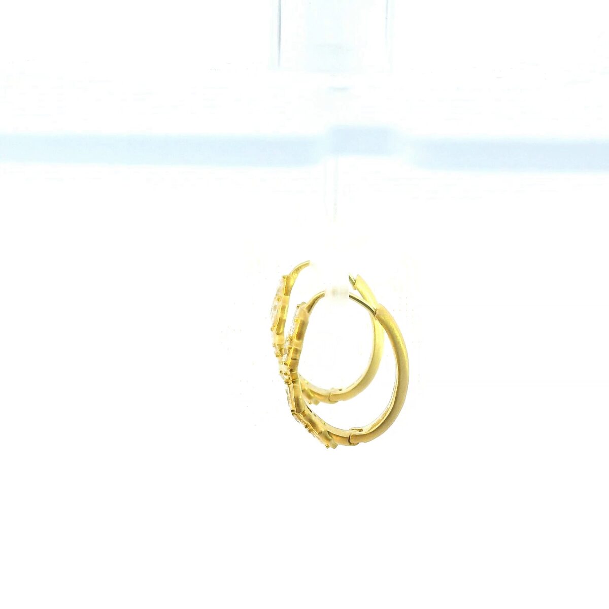 Yellow Gold and Diamond Posey Hoop Earrings