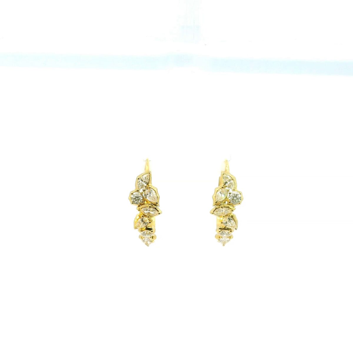 Yellow Gold and Diamond Posey Hoop Earrings