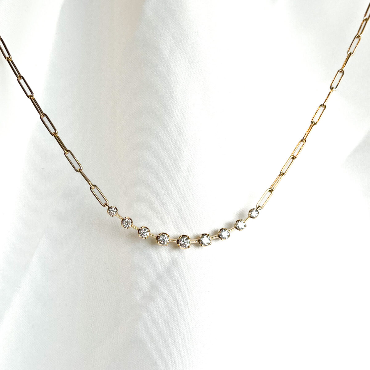 Yellow Gold Starry Night Paperclip Necklace