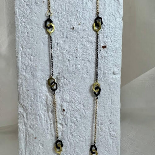18 karat Yellow Gold and Stainless Steel Necklace