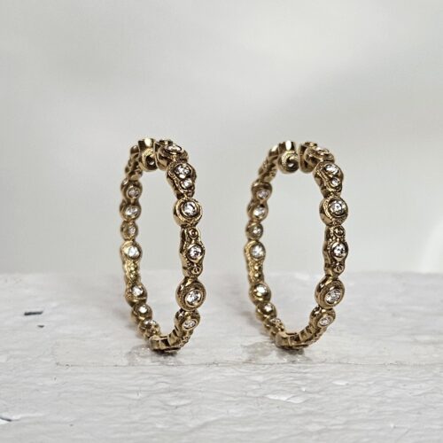 Yellow Gold and Diamond "Submarine Hoops"