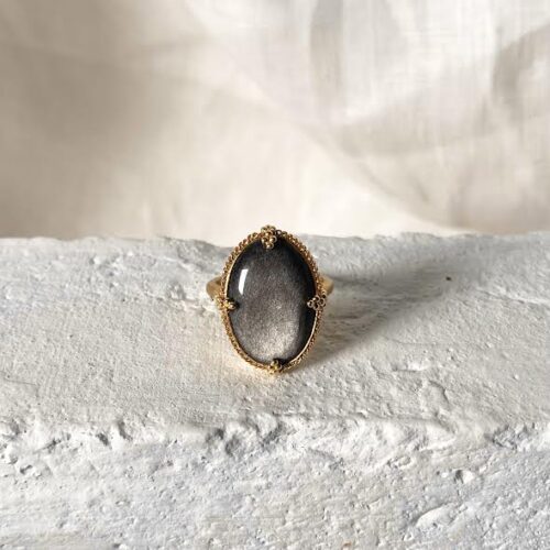 18 karat Yellow Gold and Obsidian Ring