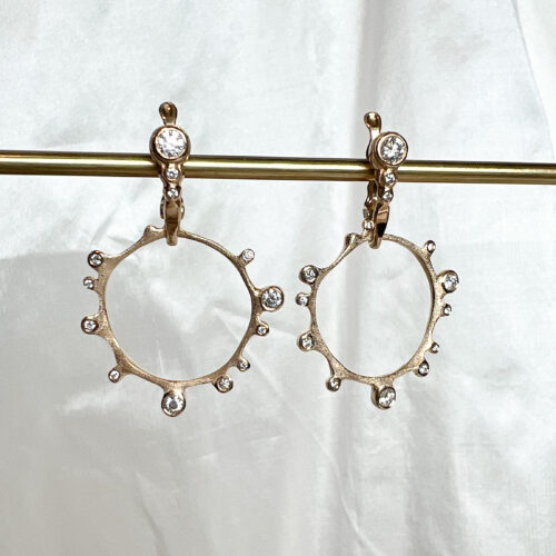 Yellow Forward Facing Diamond Hoops